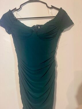 Windsor Ruched Bodycon Dress | Dark Green | Size Medium | Worn Once